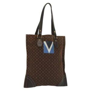 LOUIS VUITTON Monogram Mini Lin Tangier Tote Bag Brown Ebene